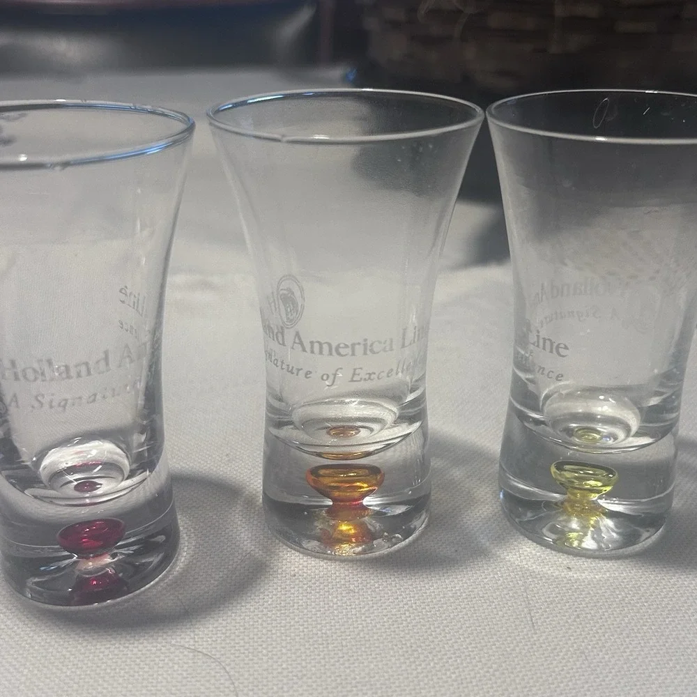 Vintage Holland America Line Shot/Shooter Rainbow Color Bubble Glasses Set Of 6
